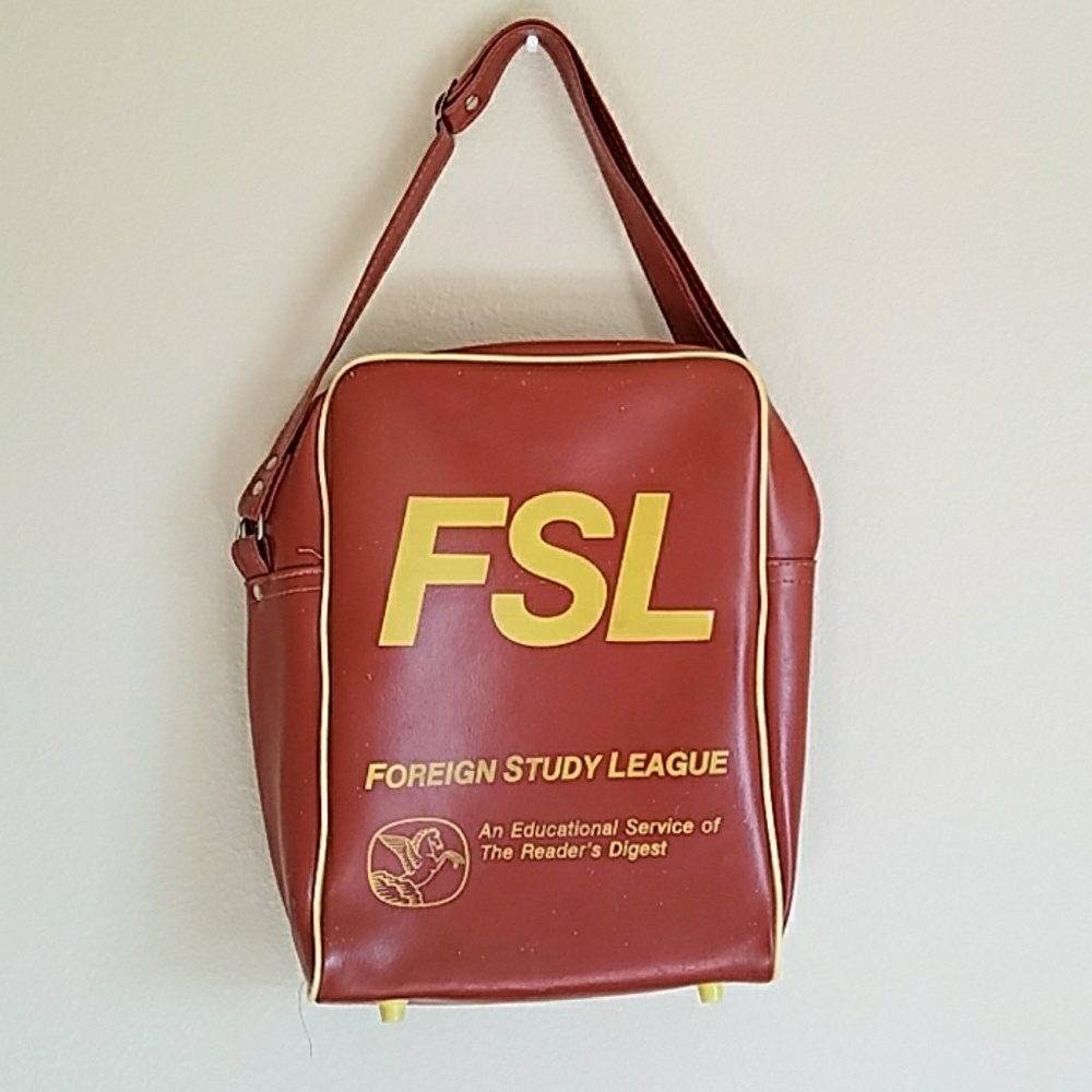 Vintage Foreign Study League Brown Travel Bag